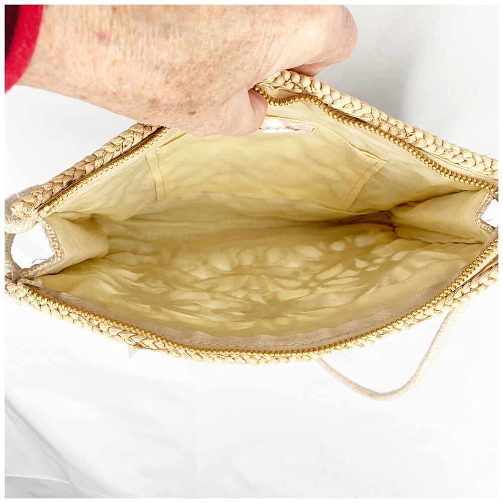 Cottagecore Natural Straw Shoulder Bag NEW Tote Floral Woven Lightweight NWT - Picture 11 of 14